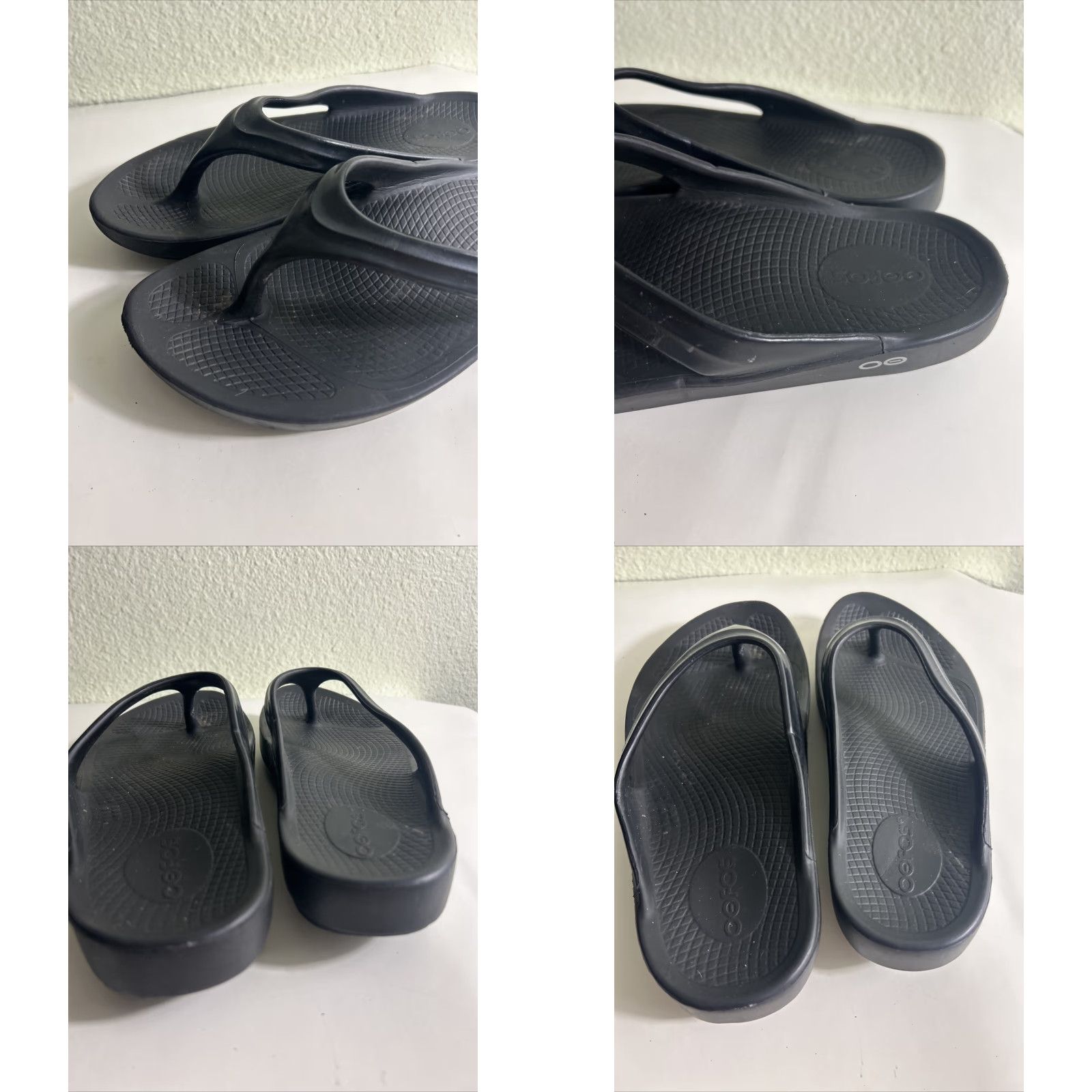 Vintage OOFOS Slides Thong Sandals Women 11 42 Black recovery UV logo? Size US 11 / IT 41 - 8 Thumbnail