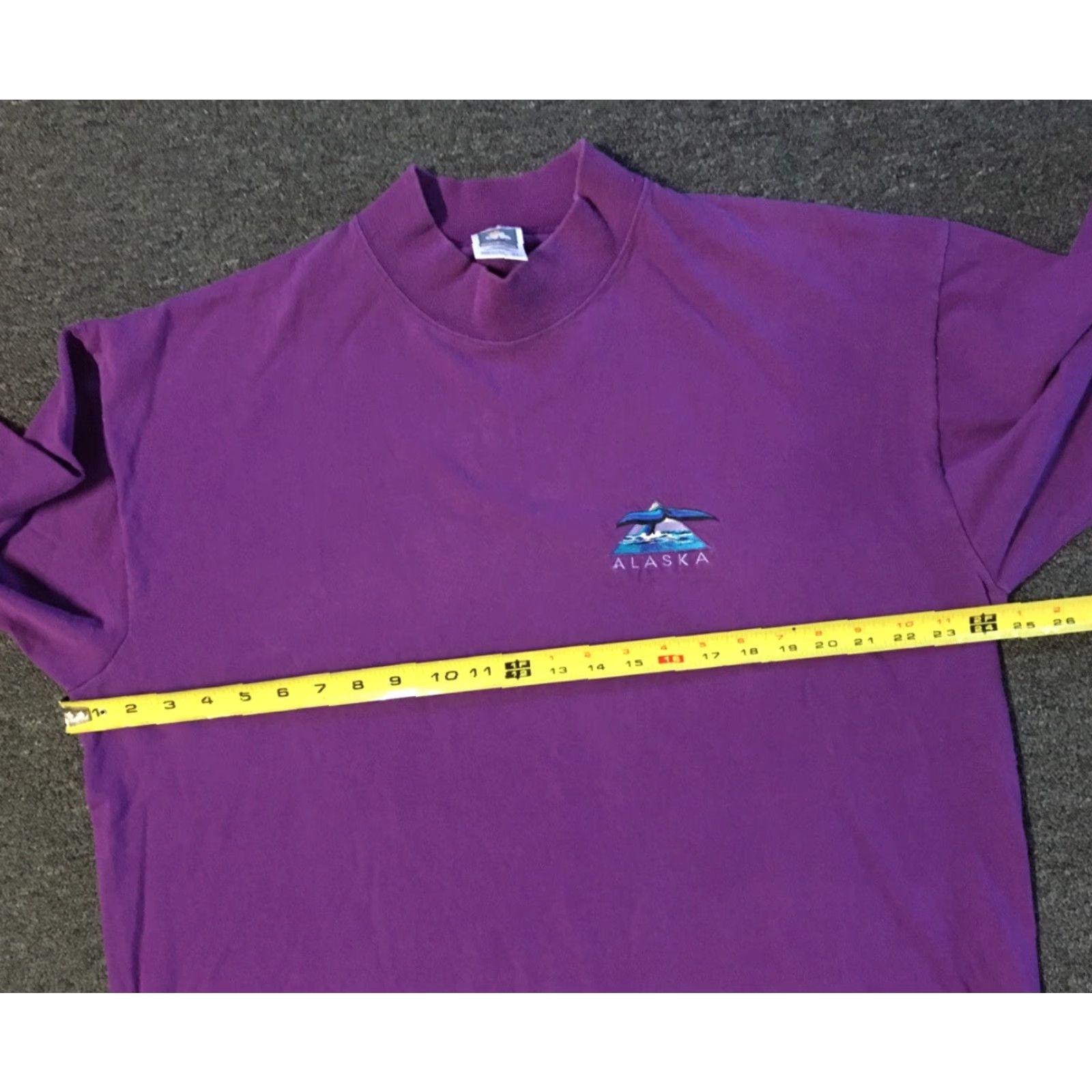 Vintage VINTAGE 90s Alaska Whale Tail Mock Neck Shirt XL Purple USA Nature Ocean Fishing Sea Cotton Deluxe Mens Graphic Tee Size US XL / EU 56 / 4 - 4 Thumbnail