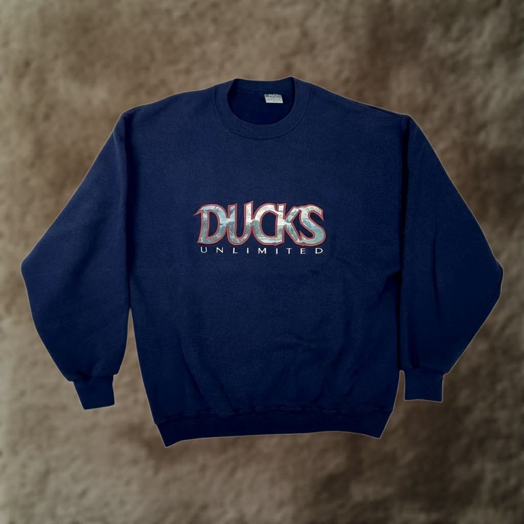 Vintage VINTAGE Ducks Unlimited Sweatshirt Mens Large Blue Fleece Marathon USA Made 90s Size US L / EU 52-54 / 3 - 1 Thumbnail