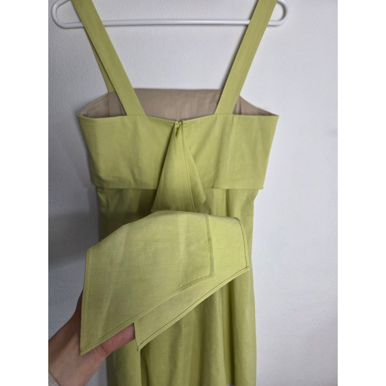 Theory Dress Good Linen Drape Back Mini Lime Yellow Size 4