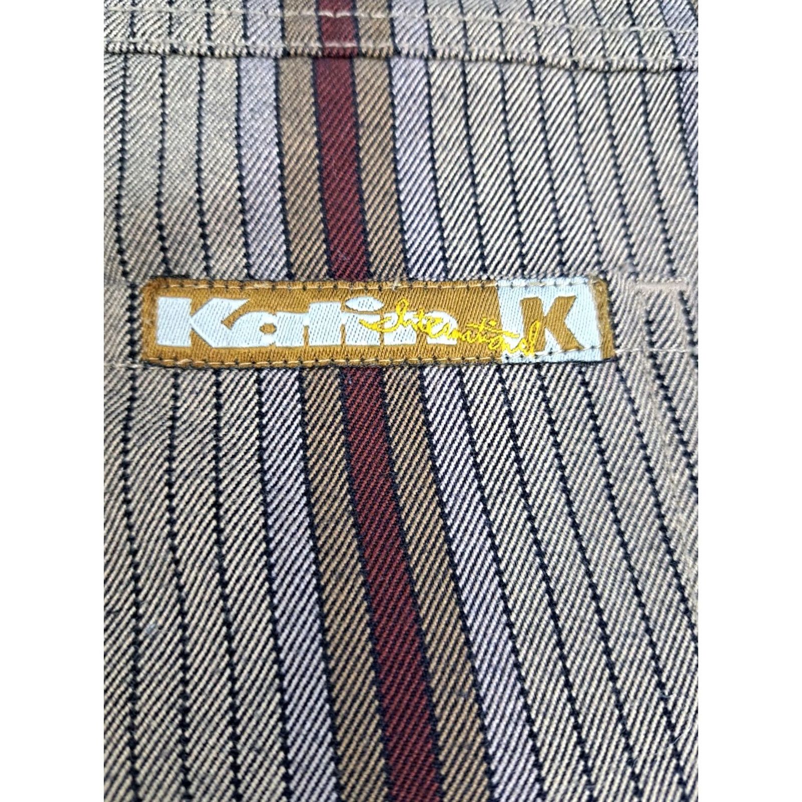 Katin Katin Surf Co Bermuda Shorts Mens 33 Brown/Maroon Striped Button Pocket Embroidered 11in Inseam Regular Fit Beach Size US 33 - 7 Thumbnail