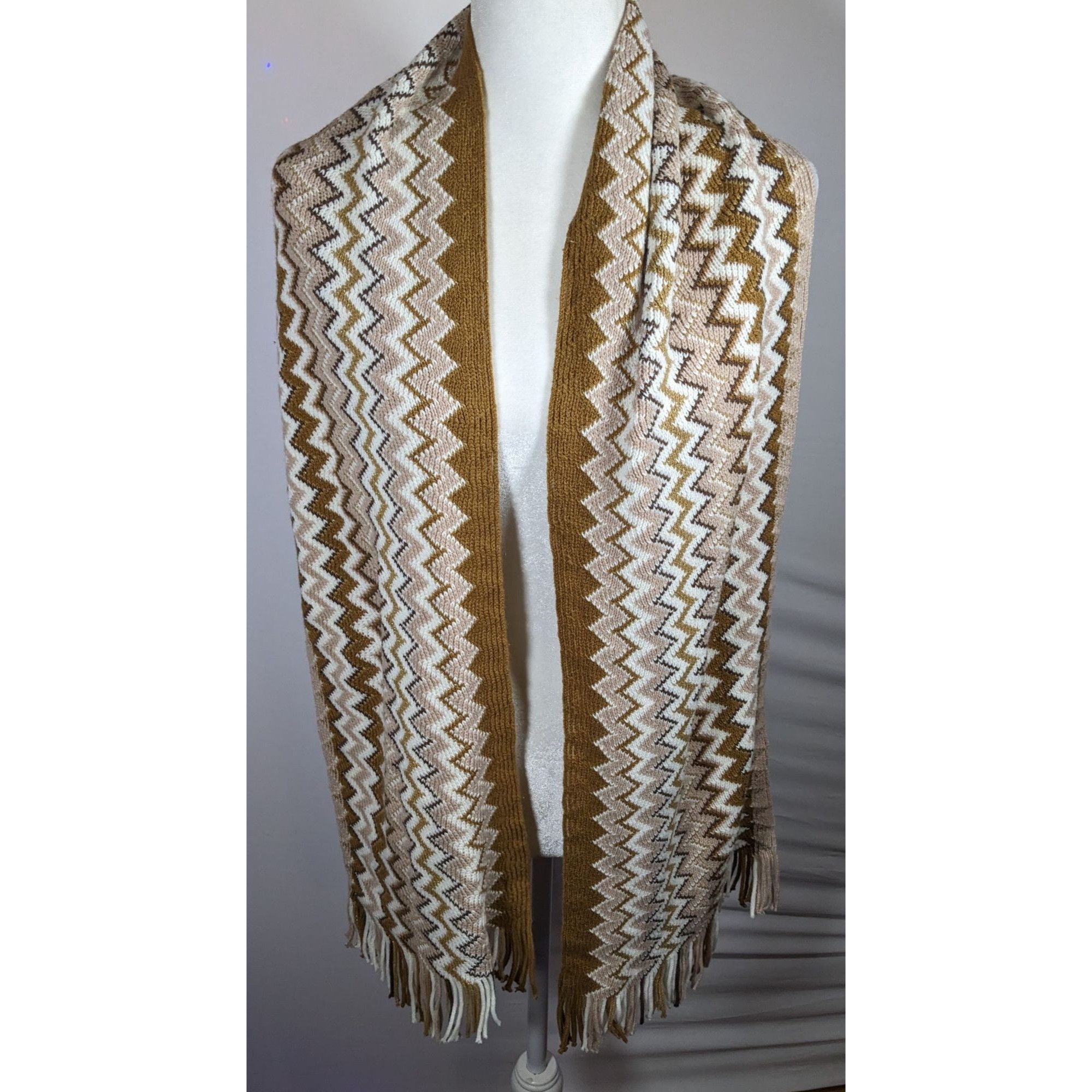 Other Accessory Network Tusk Combo Brown And Tan Zigzag Scarf Size ONE SIZE - 6 Thumbnail