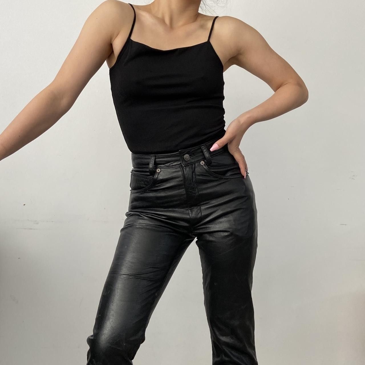 Wilsons Leather Vintage Black Genuine Leather Flare Pants Size 25" / US 0 / IT 36 - 2 Thumbnail