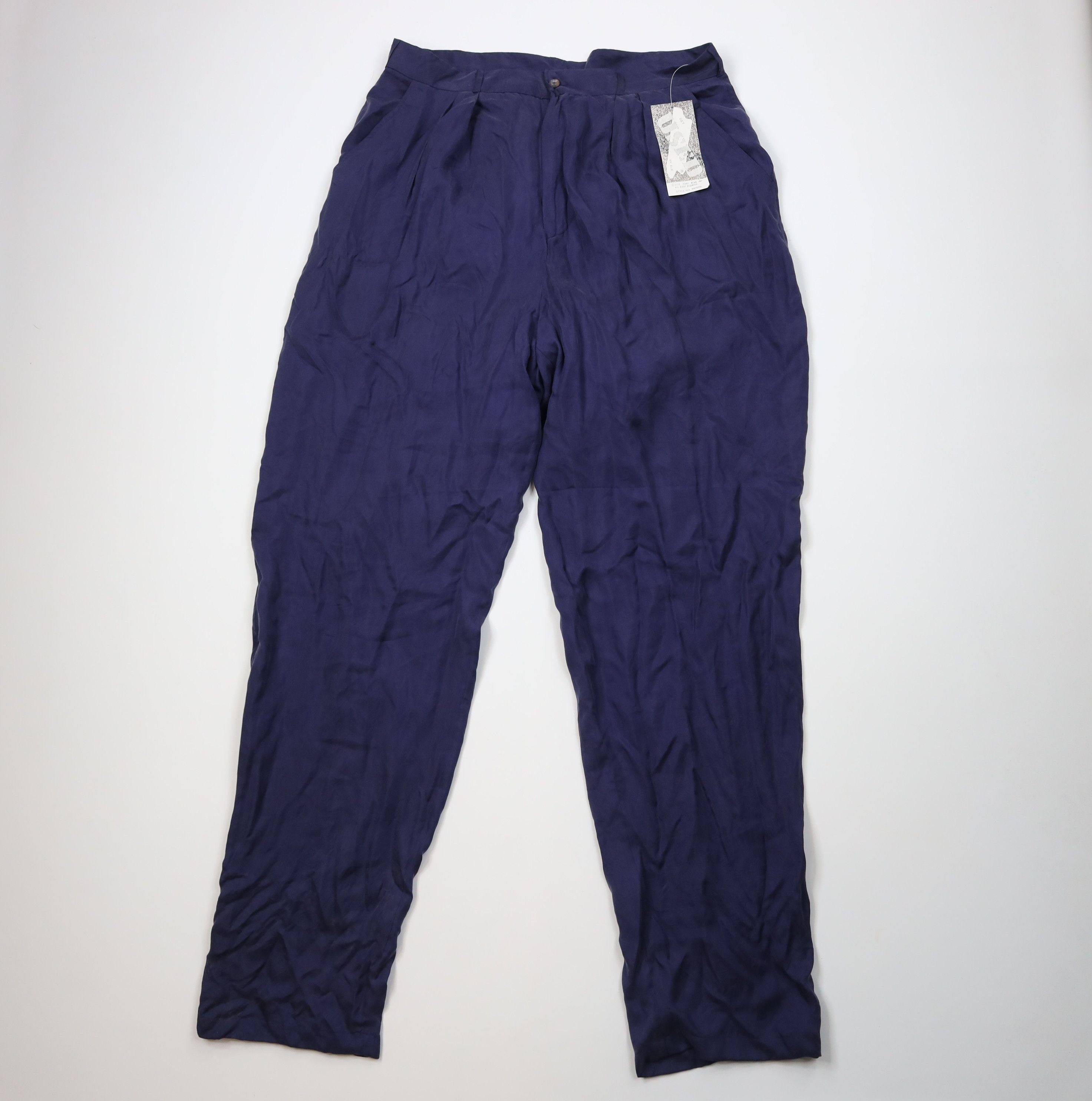 Vintage Deadstock Vintage 90s Streetwear Fit Silk Pants Navy Blue Size US 38 / EU 54 - 1 Thumbnail