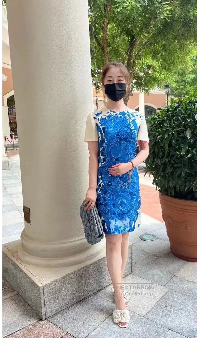 Valentino Valentino Blue and white porcelain dress Size S / US 4 / IT 40 - 4 Thumbnail