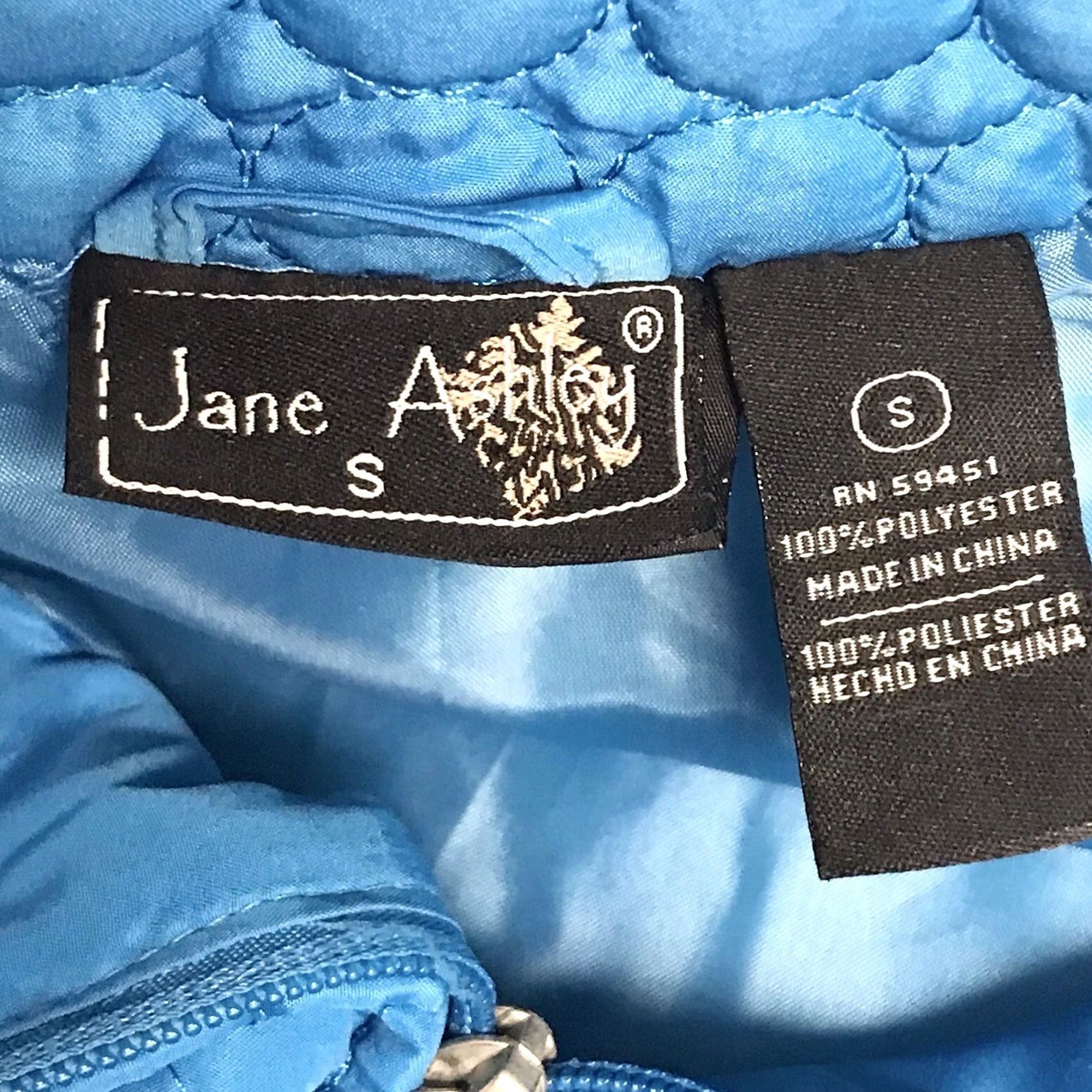 Vintage Jane Ashley Vest Women Winter Turquoise Blue Lightweight Zip Circle Quilted S Sleeveless Pocketed Short Collar Size S / US 4 / IT 40 - 3 Thumbnail