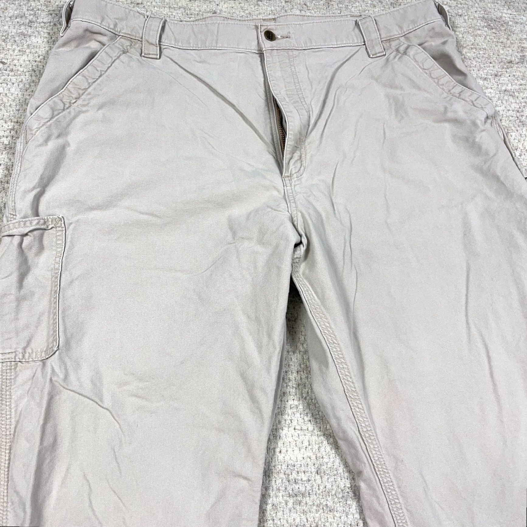 Carhartt VINTAGE Carhartt Pants Men 42x30 Carpenter JeansDungaree Work Wear B151 VTG Y2K Brown Beige Canvas 5-Pocket Casual Workwear Mens Size US 42 / EU 58 - 5 Thumbnail