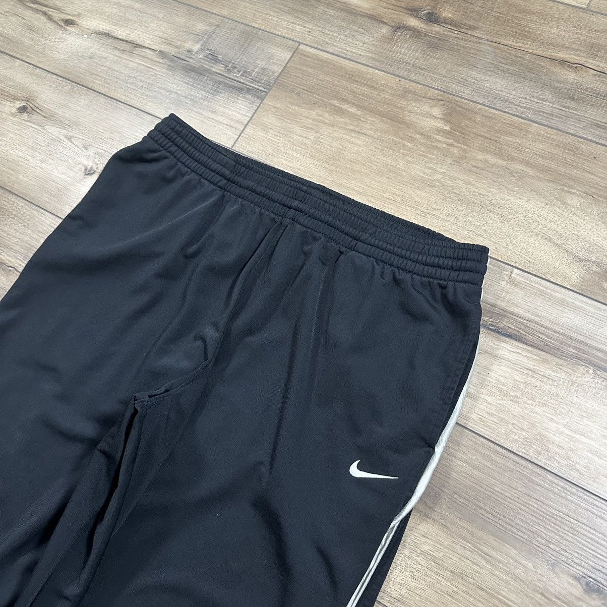 Nike Vintage 2000s Y2K Nike Black Striped Wide Leg Track Pants Size US 35 - 3 Thumbnail