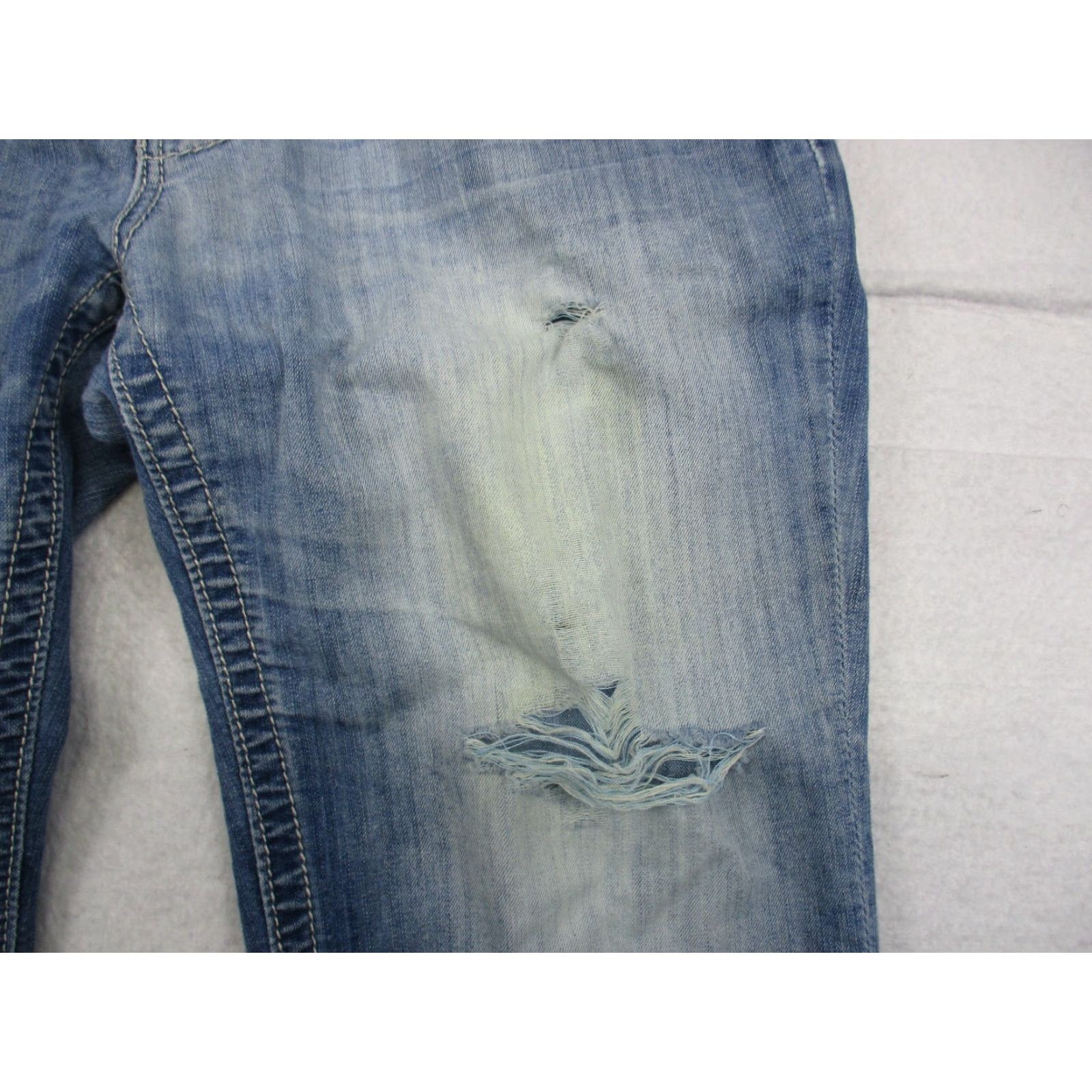 BKE BKE Buckle Jeans Derek 33 R Relaxed Straight Stone Washed Denim Embroidered Blue Mens Size US 33 - 3 Thumbnail