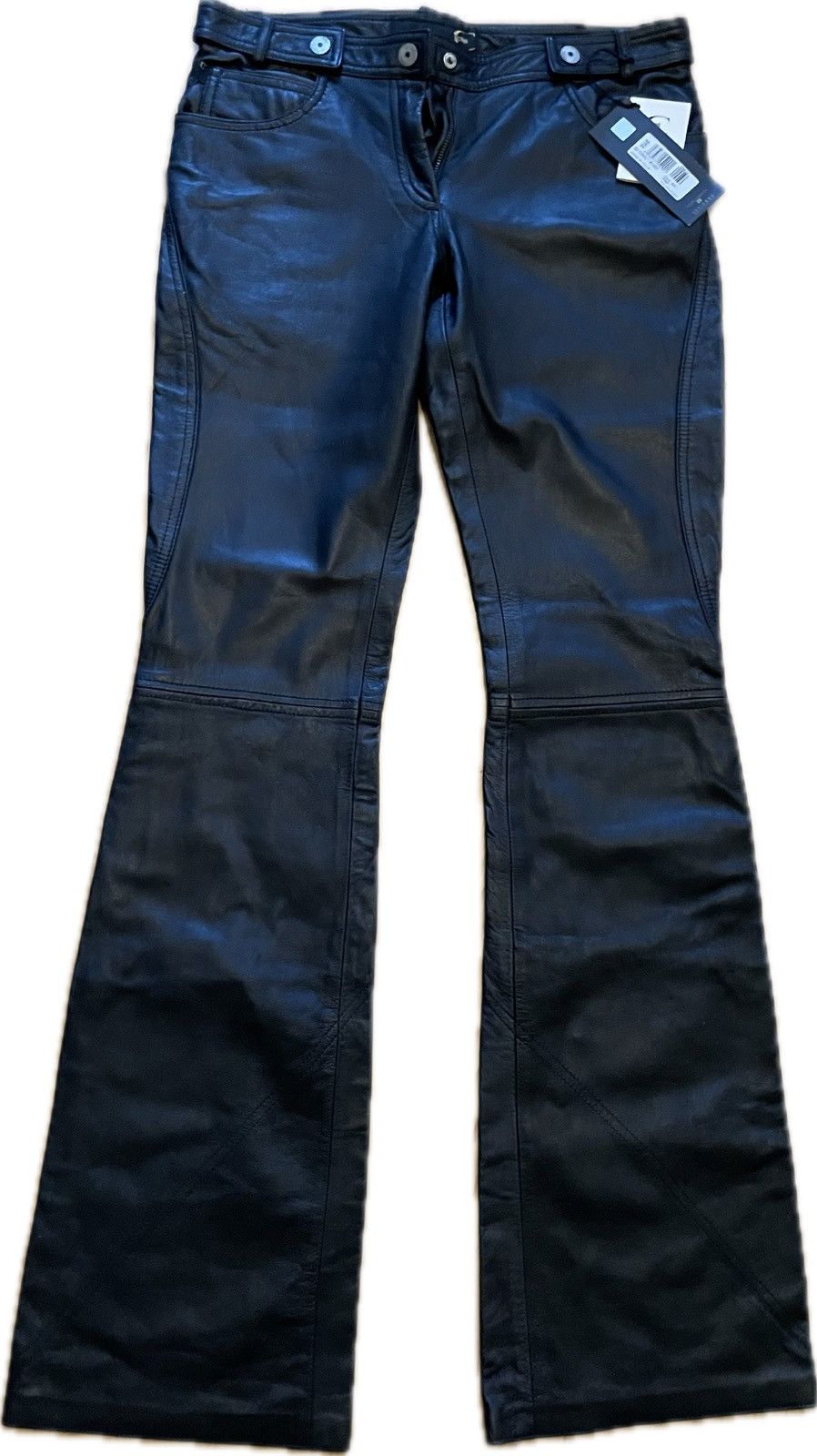 image of Just Cavalli x Roberto Cavalli Low Rise Leather Pants in Black, Women's (Size 28)