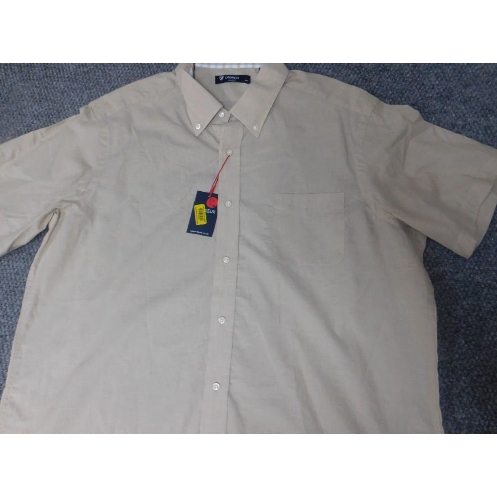 Cremieux Cremieux Shirt Men XL Beige Button-Down Short Sleeve Collared Knit Cotton Polyester Button-Up Men's Regular Beige Size US XL / EU 56 / 4 - 4 Thumbnail