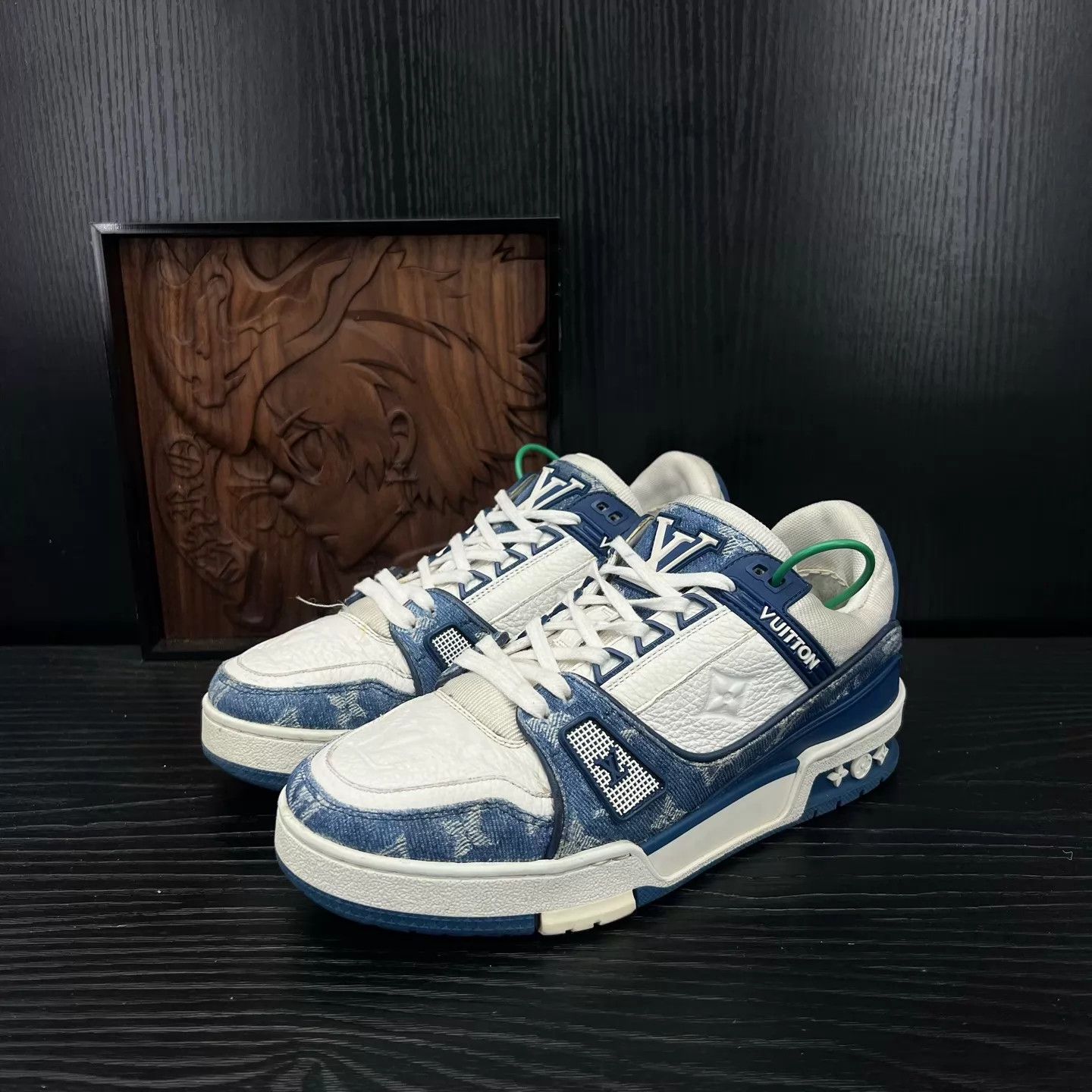 Louis Vuitton LV Trainer White Blue Denim 37 Size US 6.5 / IT 36.5 - 1 Thumbnail