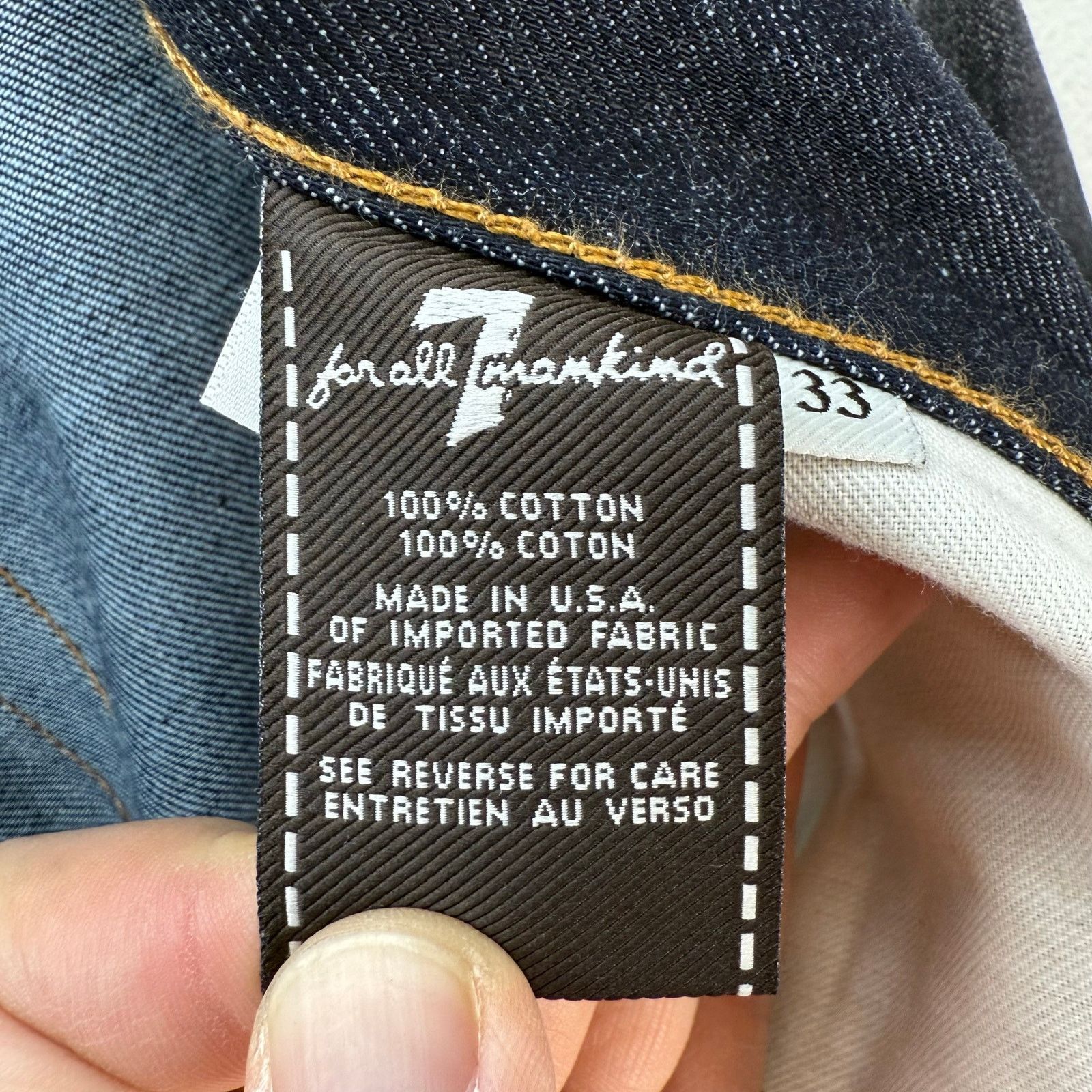 7 For All Mankind 7 FOR ALLMANKIND MEN'S 33 MADE IN USA DARK BLUE WAXED STR Size US 33 - 7 Thumbnail