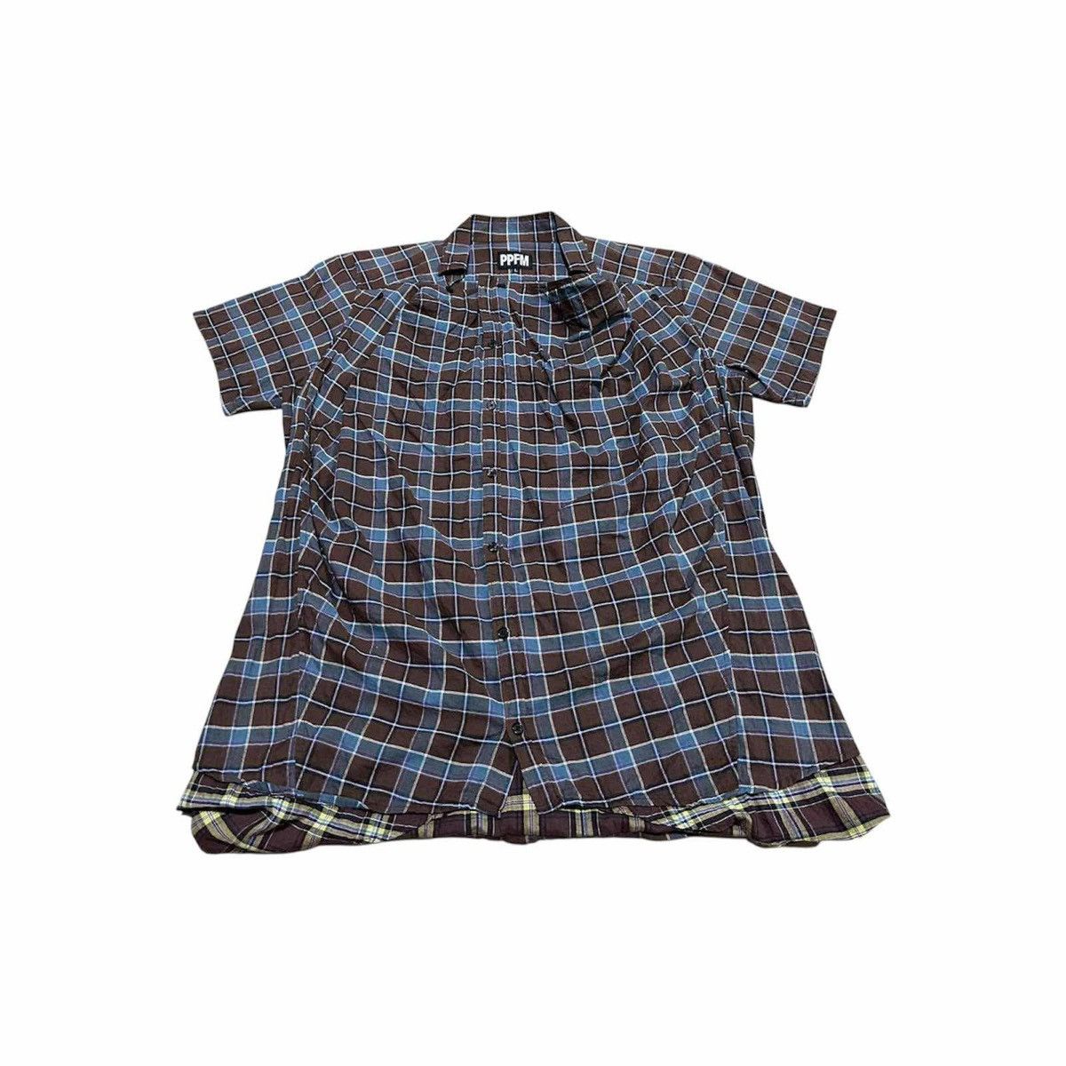 PPFM 🔥Sick Y2K PPFM Draped Asymmetric Flannel Shirt Size US L / EU 52-54 / 3 - 13 Thumbnail