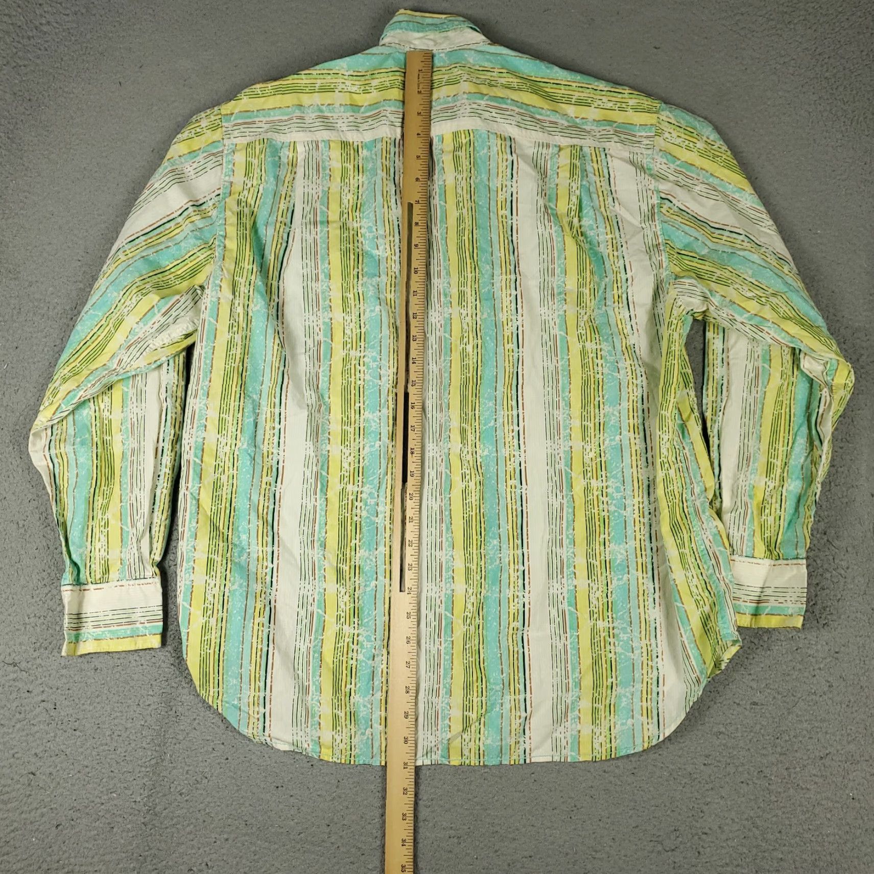Tommy Bahama Tommy Bahama Shirt Mens XL Yellow Blue Striped Cotton Button-Up Long Sleeve Size US XL / EU 56 / 4 - 3 Thumbnail