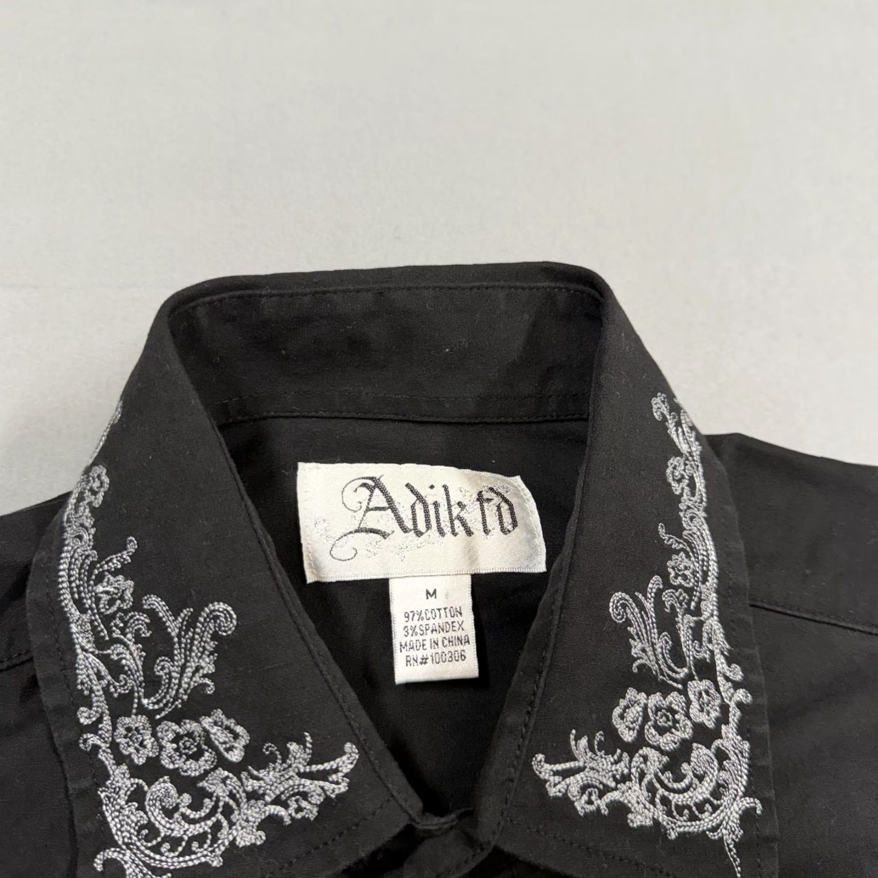 Vintage Adiktd Shirt Mens Medium Black Embroidered Western Rock Snap Button Front Size US M / EU 48-50 / 2 - 3 Thumbnail