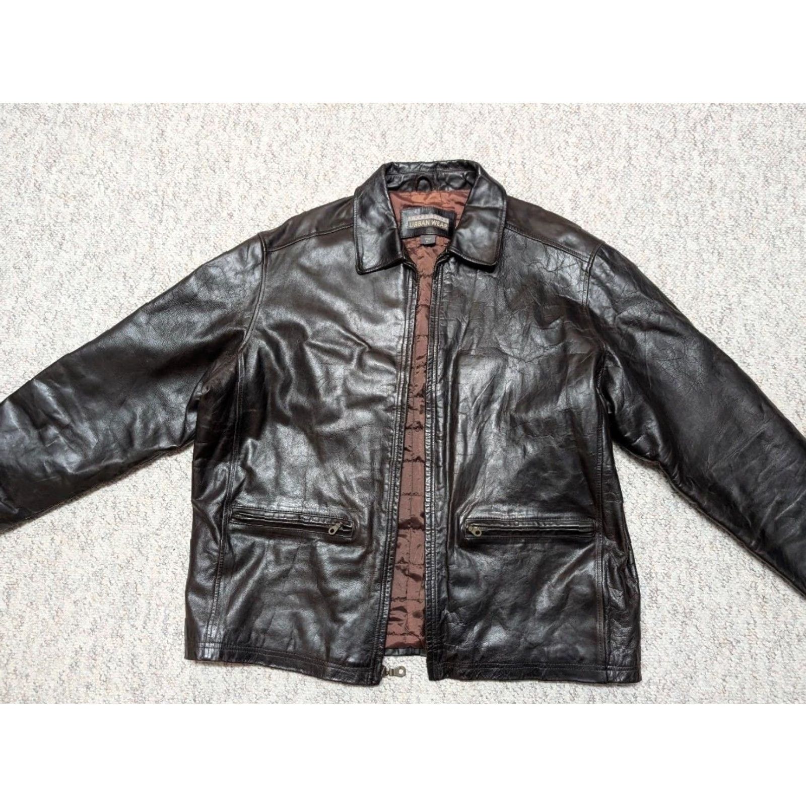 Vintage VINTAGE Structure Motorcycle Jacket XL Brown Leather - Men's Jacket, 90s, Loose, Patina, 48-50 Chest, Zip Closure, Stiff Cowhide, Motorcycle Model Size US XL / EU 56 / 4 - 5 Thumbnail