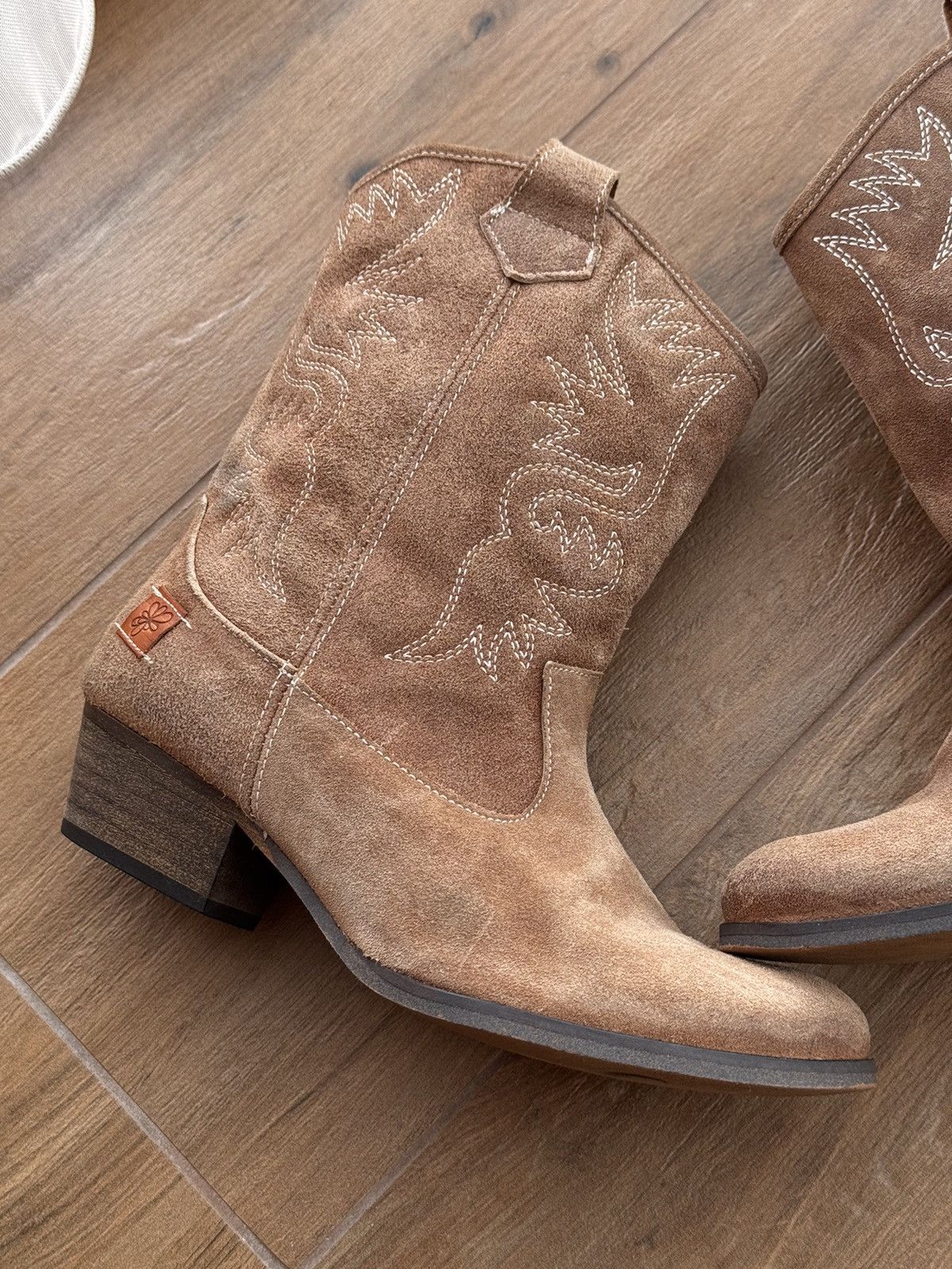 Cowboy Equipment × Vintage Vintage Mohino Faux Leather Suede Embroidered W’Cowboy Boots Size US 8 / IT 38 - 3 Thumbnail