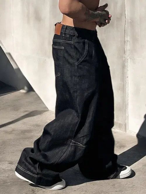 VIBE Black Wide Leg Denim Jeans, Oversized Jeans Size US 32 / EU 48 - 3 Thumbnail
