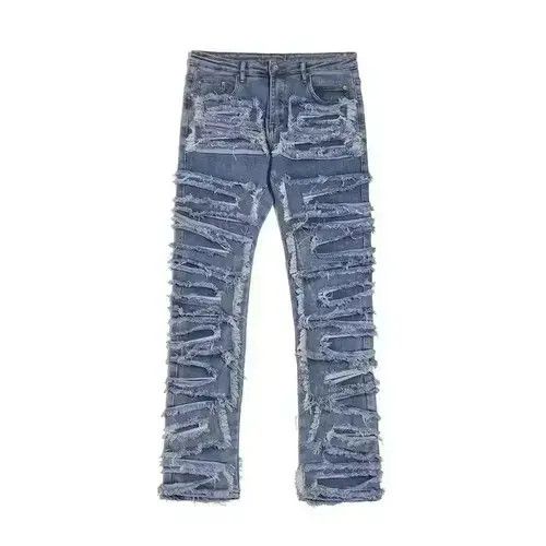 Japanese Brand stack grunge damaged ripped jeans Size US 36 / EU 52 - 3 Thumbnail
