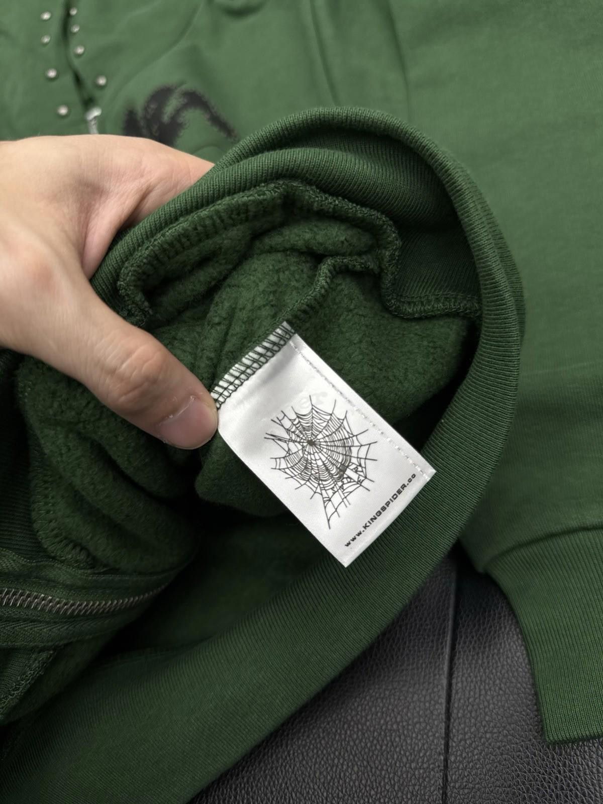 Sp5der Sp5der Worldwide Green Zip Up Studded Hoodie Size Small Size US S / EU 44-46 / 1 - 8 Thumbnail