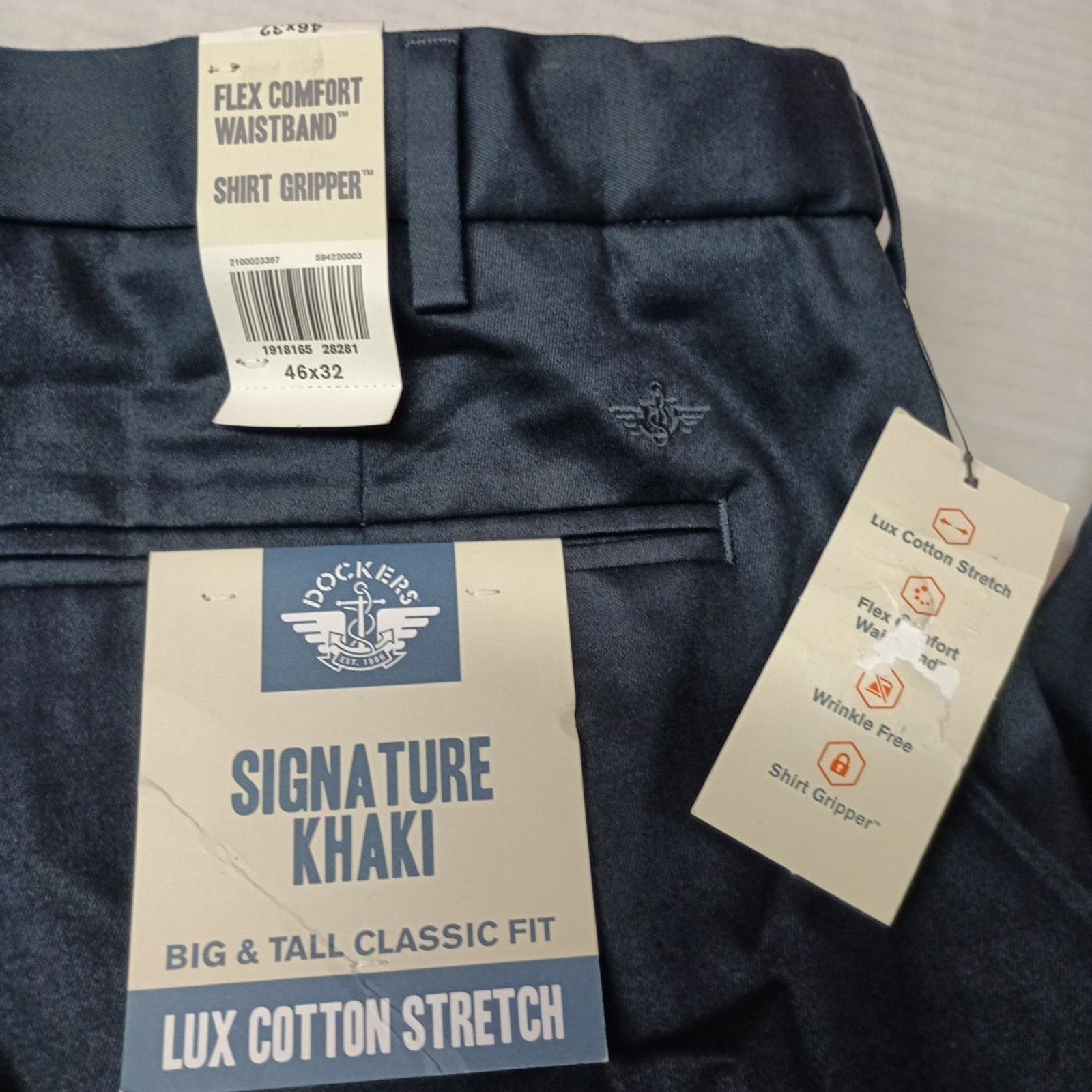Dockers Dockers Signature Khakis Men's Size 46x32 Blue Classic Fit Size US 44 / EU 60 - 2 Thumbnail