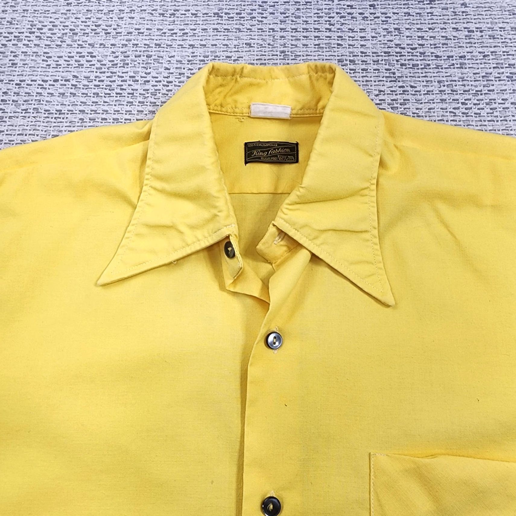 Vintage VINTAGE King Fashion Shirt Mens Large Yellow Long Point Collar Button Up 70s Size US L / EU 52-54 / 3 - 6 Thumbnail