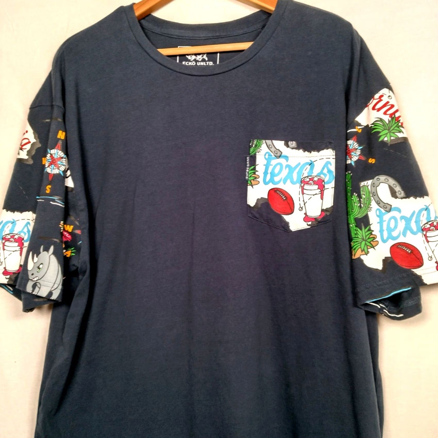 Ecko Unltd. ECKO UNLTD Shirt Men XXL Texas State Blue Cactus Rhino Graphic Streetwear T-Shirt Size US XXL / EU 58 / 5 - 2 Thumbnail