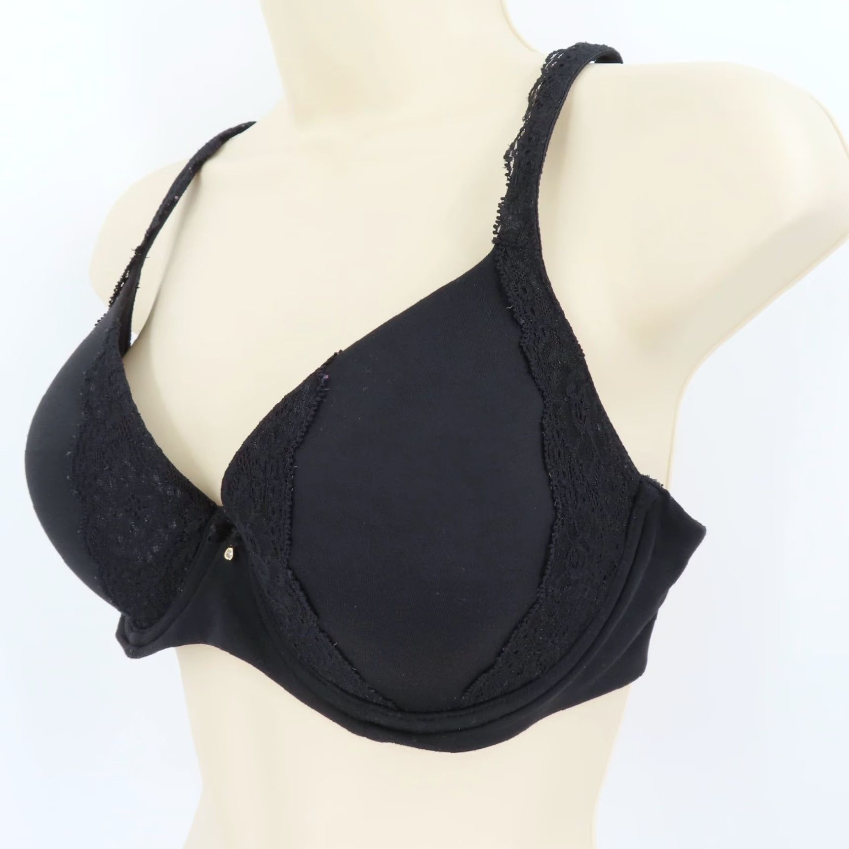 Vintage Soma Embraceable Bra - 34D - Black - Full Coverage, Lined, Underwire - T-Shirt Style, Solid Lace Trim, Hook & Eye Closure - Women, 34D, N/A Size ONE SIZE - 4 Thumbnail