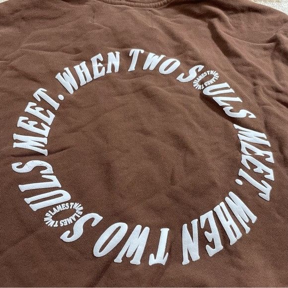 NEW TWIN FLAMES WHEN TWO SOULS MEET BROWN HOODIE SZ SMALL S