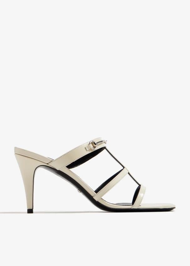 Gucci o1s1wg110225 Women's Slim Horsebit Slide Sandals in White Size US 9 / IT 39 - 1 Thumbnail