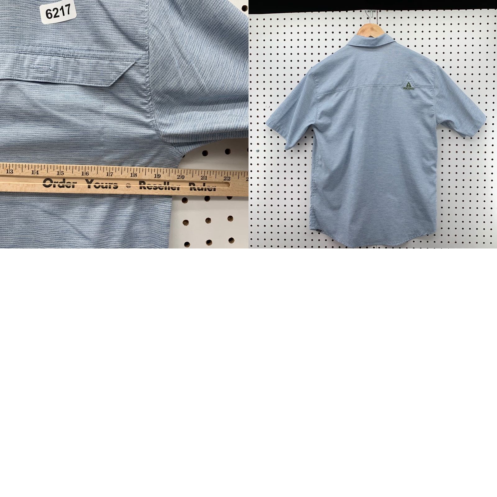 ASCENO Ascend Blue Mens Button Down Short Sleeve Shirt Small Zip Pocket Button-Up Casual Travel Shirt Size US S / EU 44-46 / 1 - 8 Thumbnail