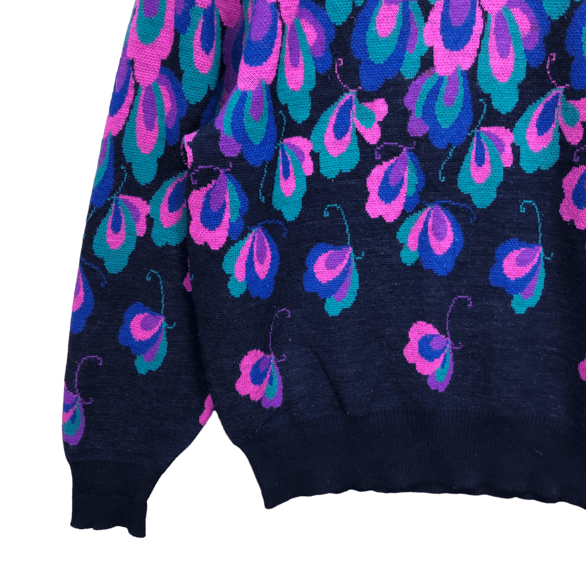 Japanese Brand NICE BUTTERFLY DESIGN KNIT SWEATER BY JACQUARD #5212-180 Size L / US 10 / IT 46 - 4 Thumbnail