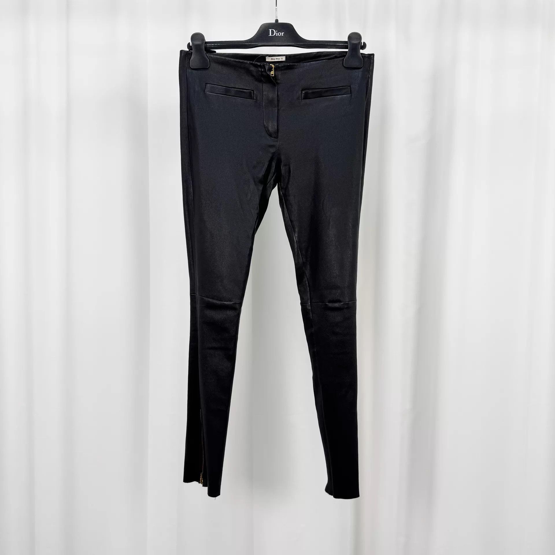 Miu Miu MIU MIU Black Leather Trousers 38 98 New KL11407 Size 26" / US 2 / IT 38 - 1 Thumbnail