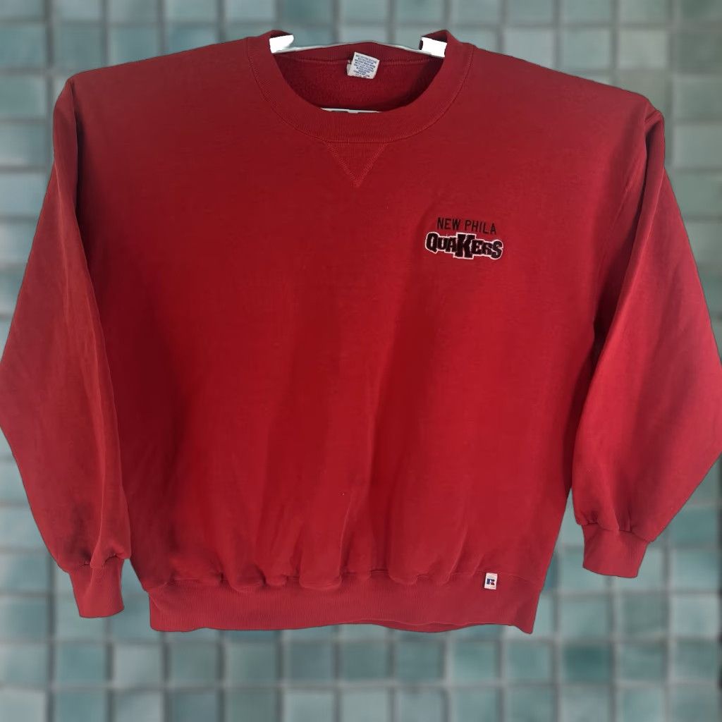 Vintage VINTAGE Russell Sweatshirt Mens 2XL Red USA Phila Quakers Graphic Print Pullover Crew Neck Jersey Cotton Polyester All Seasons Football Gym & Training Size US XXL / EU 58 / 5 - 1 Thumbnail