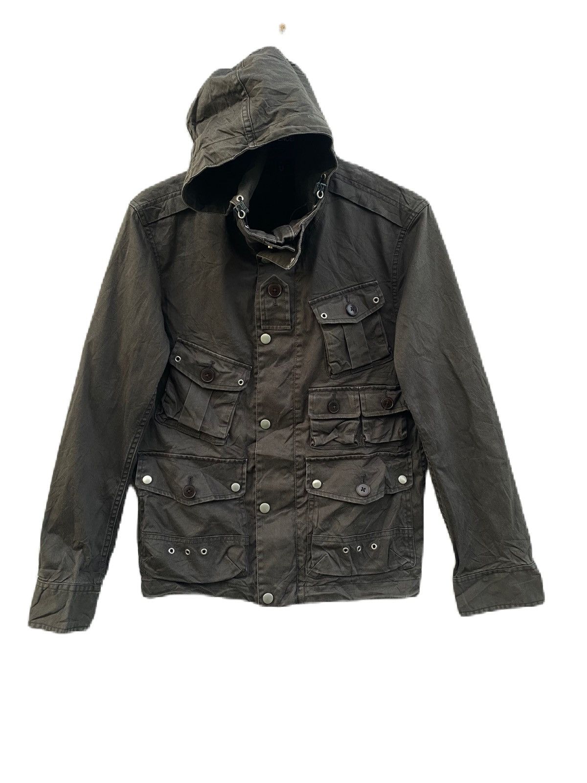 hot jill sander uniqlo multi pocket casual jacket with hoodies