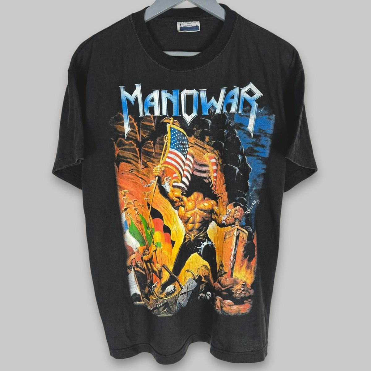 Band Tees Vintage 90s Manowar Metal Band Rare Euro T Shirt Size US L / EU 52-54 / 3 - 1 Thumbnail