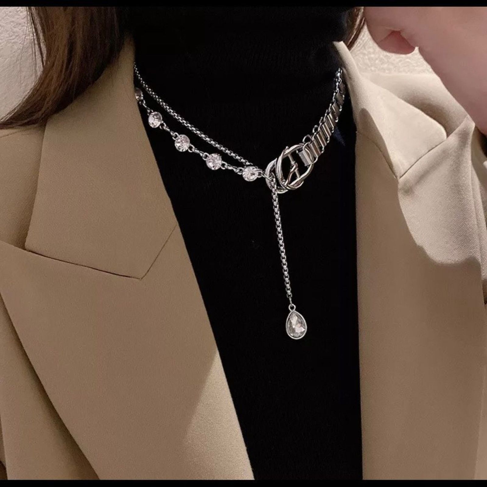 Other New Crystal Choker Necklace Silver Statement Necklace Size ONE SIZE - 5 Thumbnail