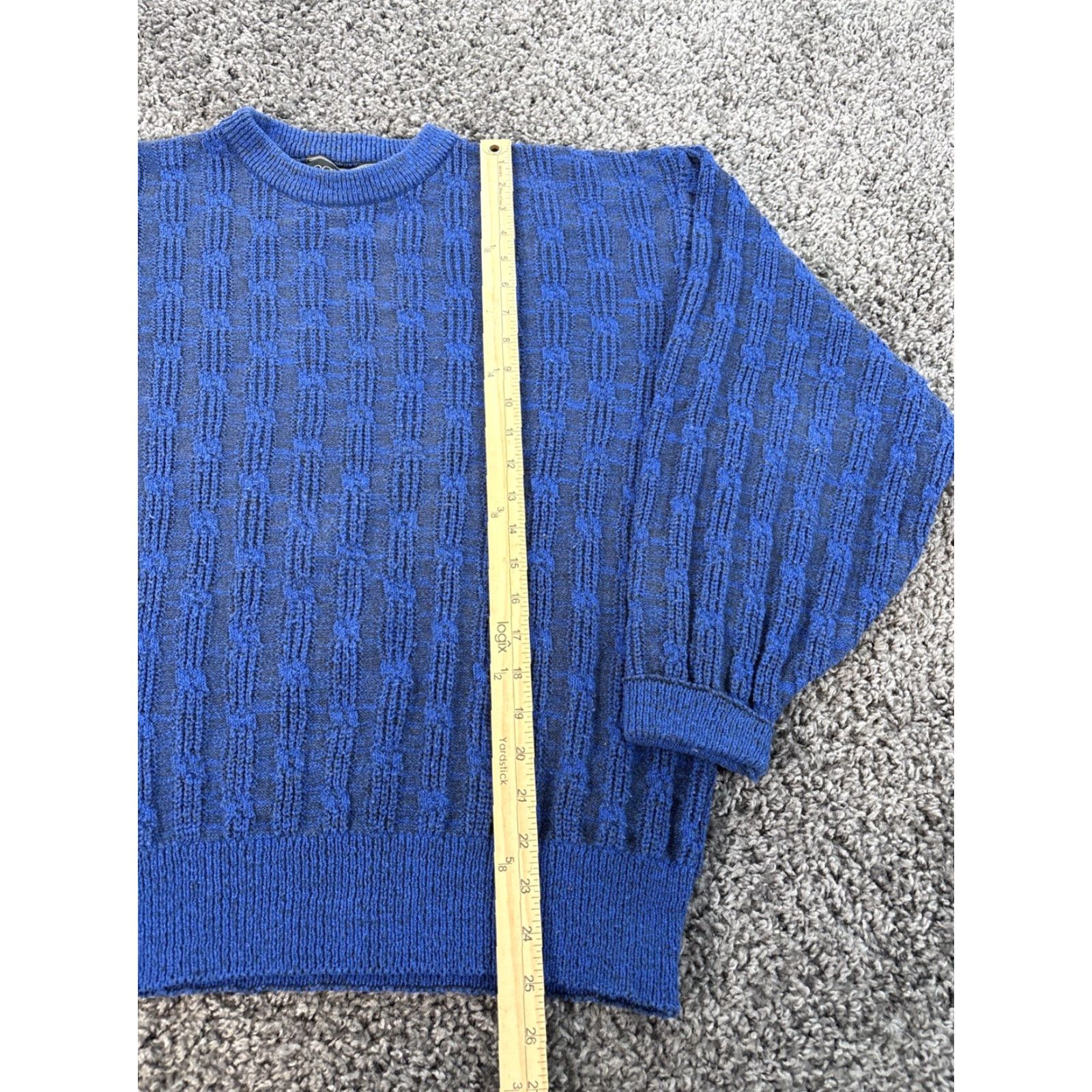 Vintage VINTAGE Caldwell Sweater Mens Large Knit Chunky Blue Ribbed 90s Crew Neck Pullover Cotton Knit Size US L / EU 52-54 / 3 - 2 Thumbnail