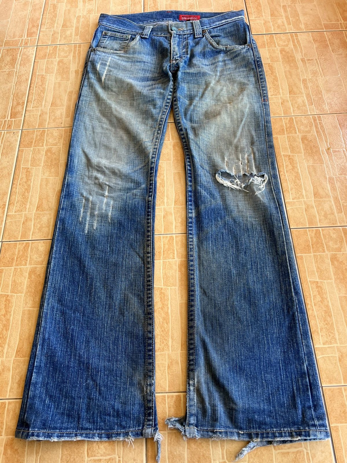 semanticdesign Semantic Designs Flare Distress Mud Wash Jean Size US 32 / EU 48 - 1 Thumbnail