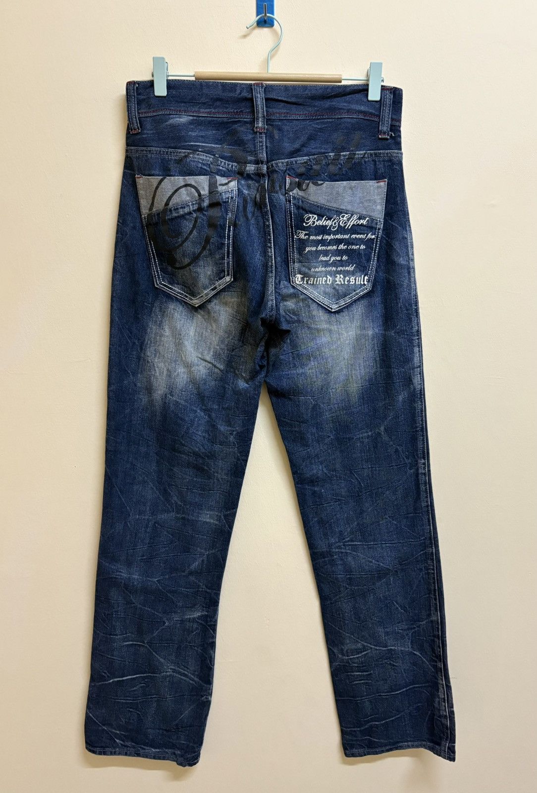 If Six Was Nine × Japanese Brand Vintage Y2k Wild Life Poem Wording Flared Jeans Size US 32 / EU 48 - 1 Thumbnail