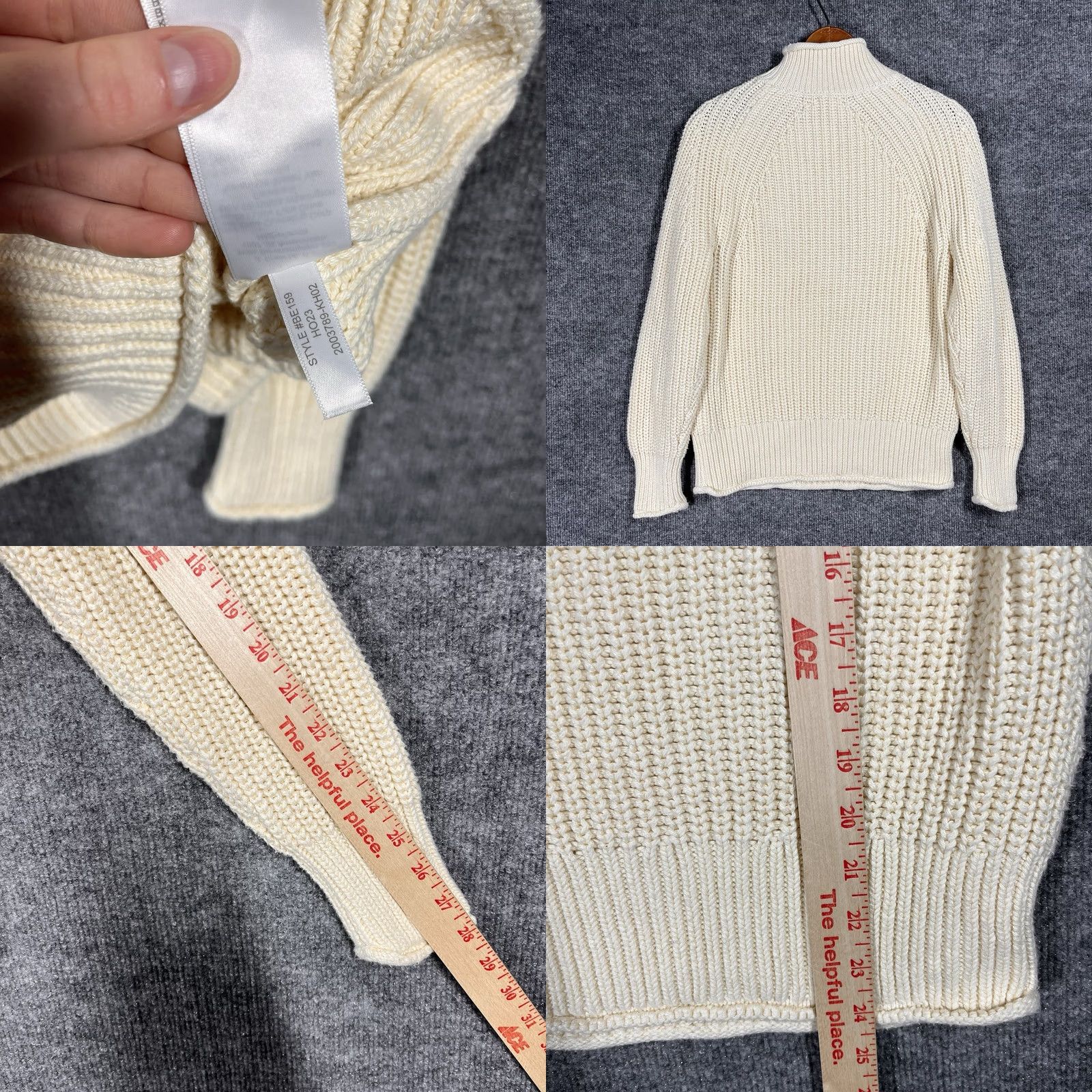 J.Crew J. Crew Sweater Womens XS Ribbed Cotton Fisherman Chunky Knit Raglan Ivory Size XS / US 0-2 / IT 36-38 - 8 Thumbnail