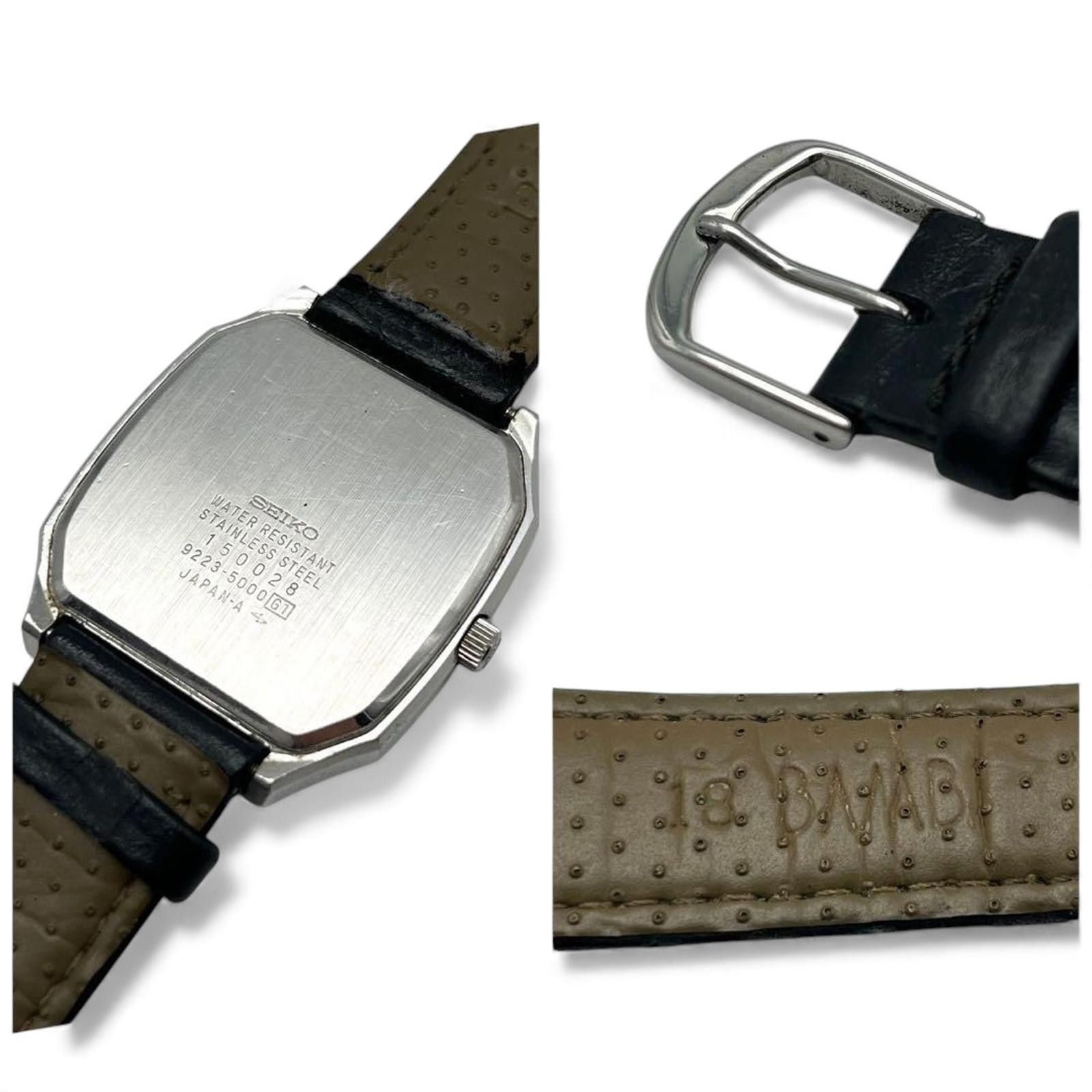 Seiko Seiko - Vintage Quartz Men's Watch with Black Leather Strap Size ONE SIZE - 5 Thumbnail