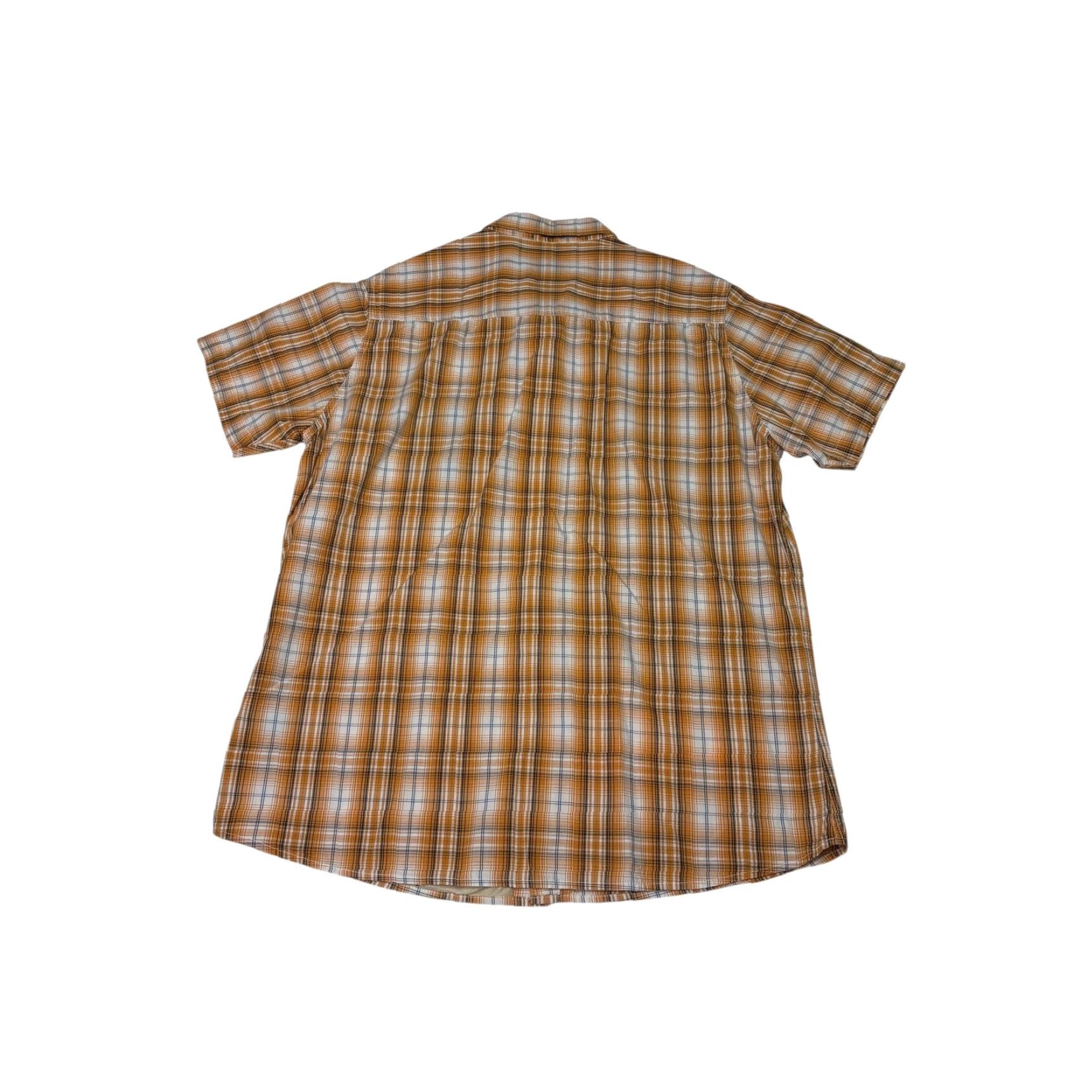 Vintage KUHL Shirt Plaid Button-Up Short Sleeve Orange White Blue Mens Large Casual Easy Wear 42 in Chest Size US L / EU 52-54 / 3 - 5 Thumbnail