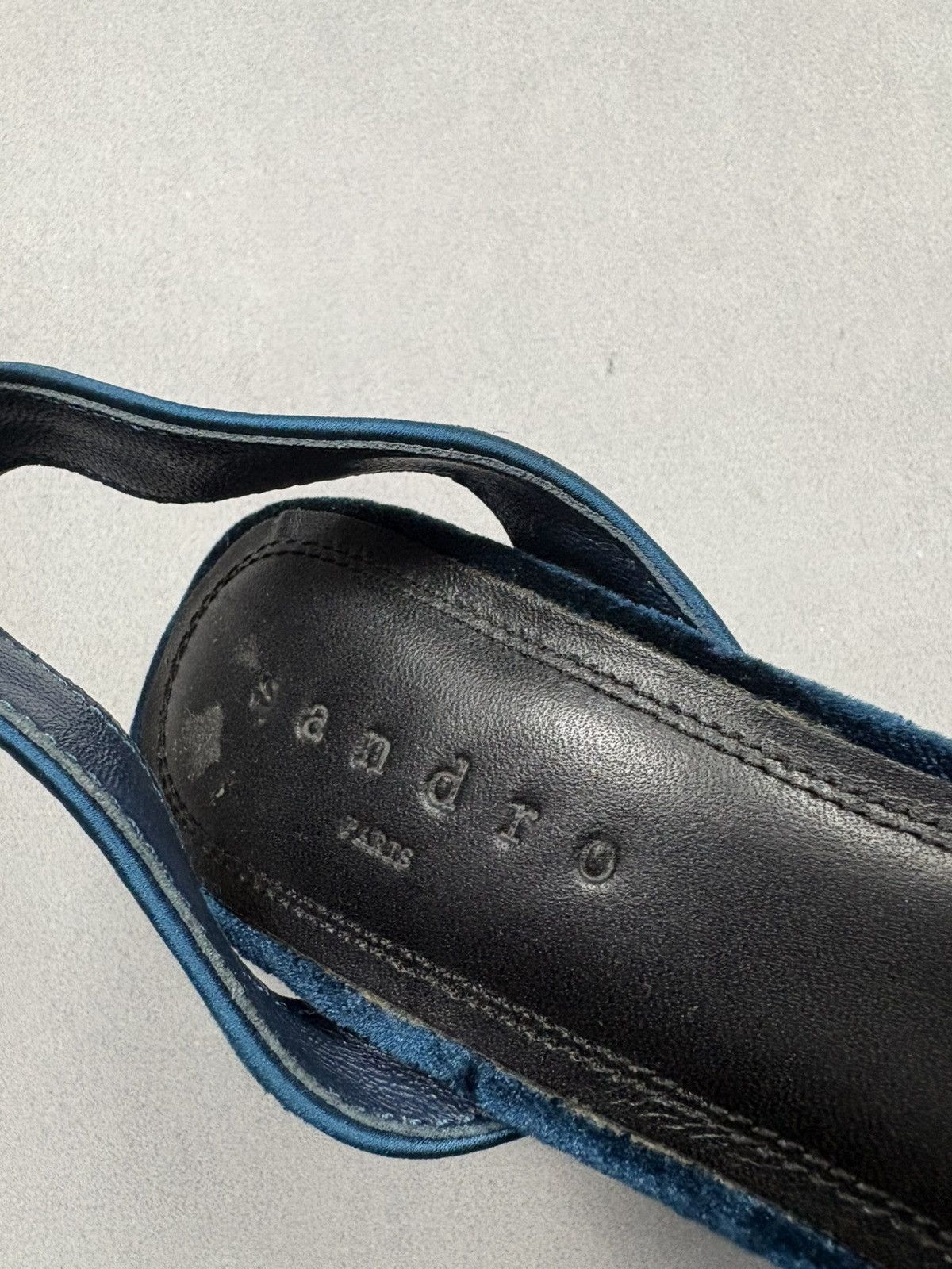Sandro Sandro Velvet Block Heel Sandals Blue Ankle Strap EU36 Paris Size US 6 / IT 36 - 20 Thumbnail