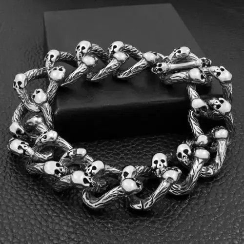 Japanese Brand × Jewelry 22cm Cuban Chain Rock Skull Link Bracelet Size ONE SIZE - 3 Thumbnail