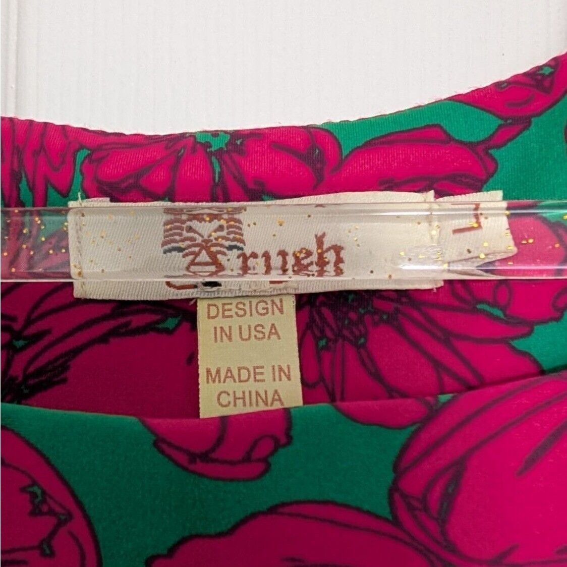 Designer Aryeh Floral Dress Womens Size Large Green Pink Nylon Size L / US 10 / IT 46 - 4 Thumbnail