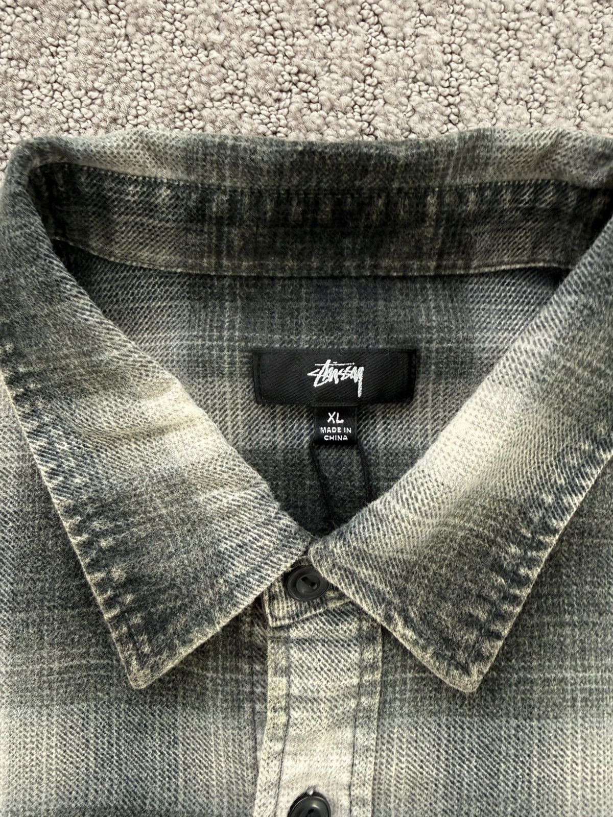 Brand New Stussy Rocco Flannel Plaid Shirt XL Grey