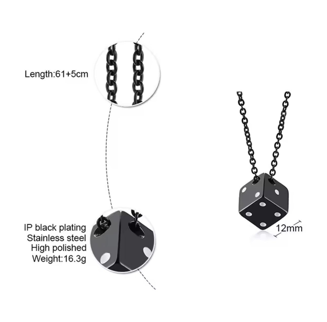 Jewelry Black Cool Cube Dice Style Necklaces Size ONE SIZE - 3 Thumbnail