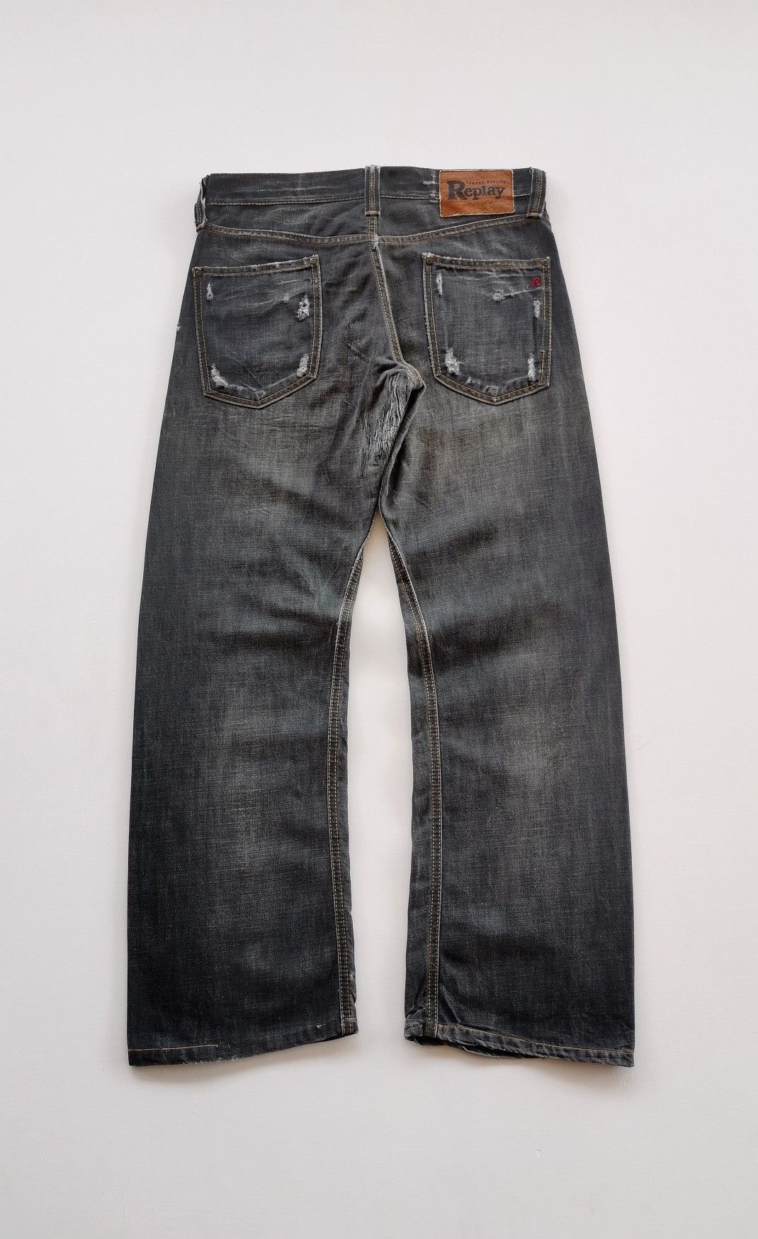 Replay Replay Rugged Vintage Washed Black Straight Fit Y2K Denim Size US 31 - 4 Thumbnail